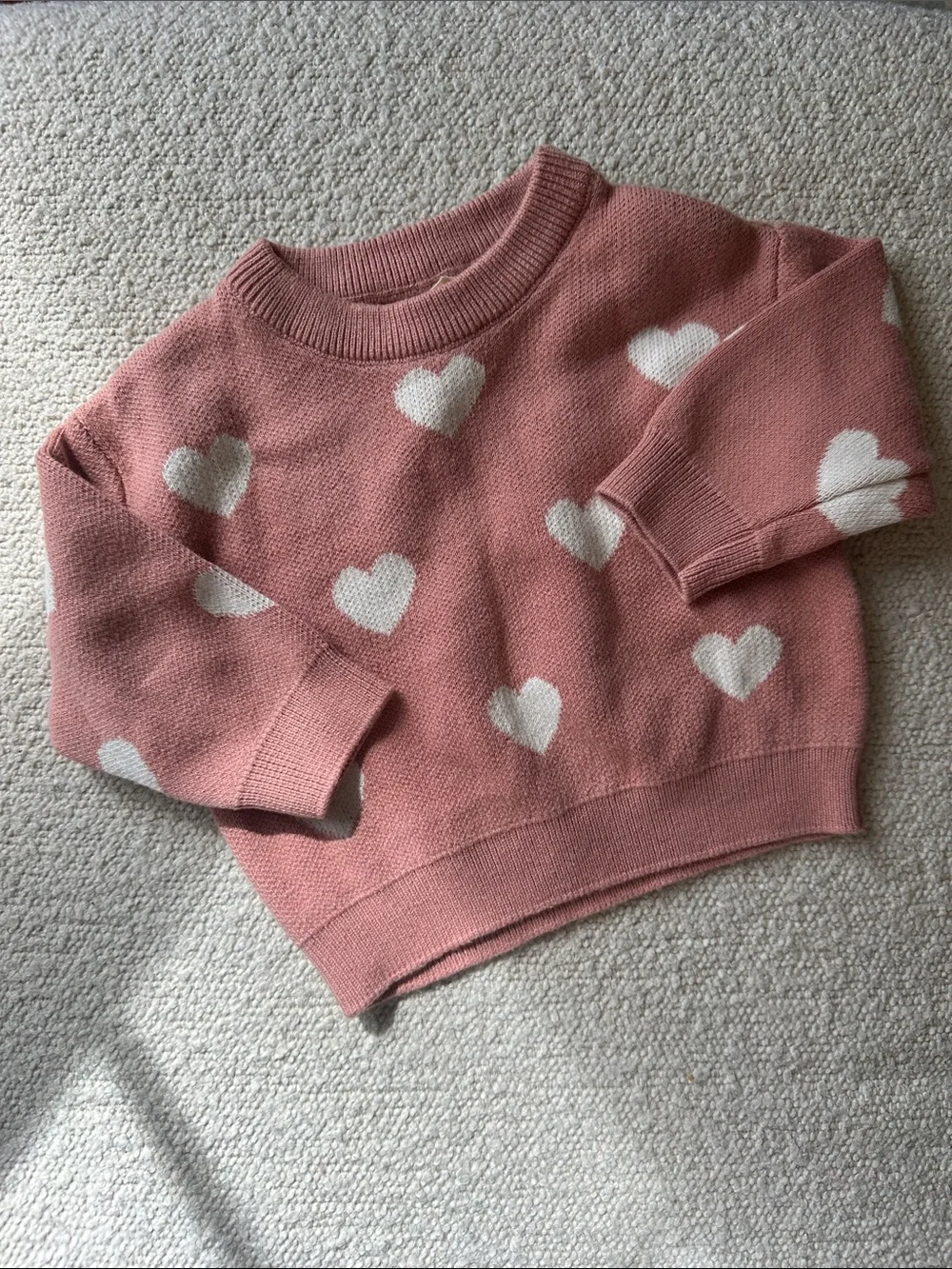Quincy Mae Pink & White Heart Knit Sweater + Pant